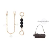 [Золотистый] Черный жемчуг + Четырехлистный клевер Декоративная цепь 30 см