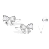 Серьги с бантом (белый) [включает ожерелье]