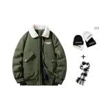 Армейский зеленый (в комплекте с шапкой и шарфом)