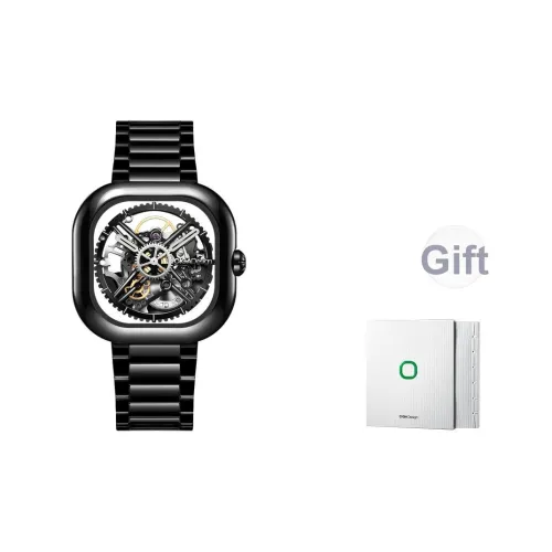 CIGA Design Oriental Beauty Jade Automatic Mechanical Mechanism Ceramic Strap Watch Unisex Skeleton Dial