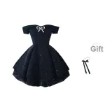 Чёрный с вкладышами + съёмный бант (включает ожерелье)