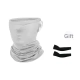 Светло-серый шарф + черные охлаждающие рукава