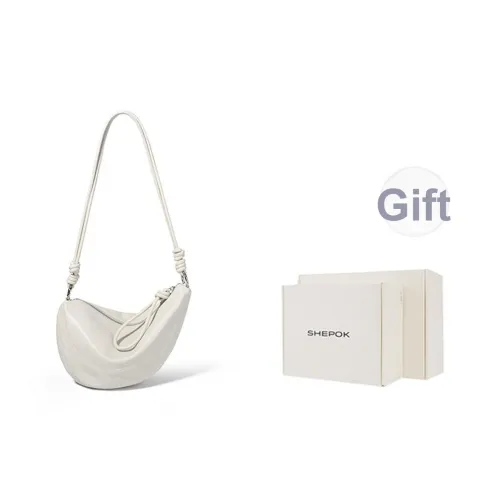 SHEPOK Овчина Сумка через плечо Сумка-пельмень Обычный Women's White Черный Шоколад