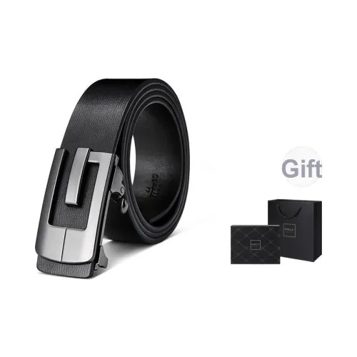 GOLF Коровья кожа Спилок Автоматическая застежка Ремешок Мужской Черный Металлик 35 мм
