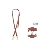 Коньяк - Перфорированная золотистая пряжка + Длинная лямка с золотистой пряжкой (бежевый шов) [Перфорированный набор]