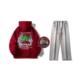 Комплект (Светящийся в темноте бордовый топ + светло-синие джинсы)