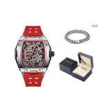 Серебряный Красный [Включает браслет с кубинским дизайном]