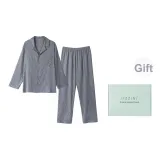 [Подарочная коробка комплект] Электронный стиль с скрытой текстурой, мужская одежда с длинным рукавом, комплект из ледяного шелка