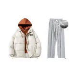 Флисовый комплект одежды (Бежевый оранжевый топ + Серые штаны)