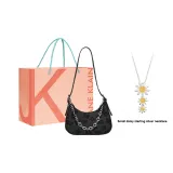 Черный + Маргарита Серебряный Ожерелье