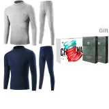 Комплект из двух предметов с высоким воротником (Светло-серый + Темно-синий) с утолщенной флисовой подкладкой / Премиум подарочный набор в коробке