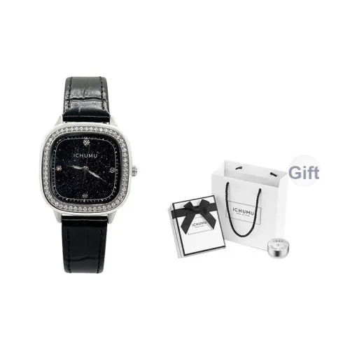 ICHUMU Кварцевый механизм ремешок из полиуретана женские часы черный циферблат модель ICM22067P