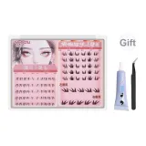 [Клей Версия] Lazy Кошка + Mascara для ресниц "Whiskers Вверх и вниз" Комбо Набор [Включает Маленький клей + Пинцет с закрученными концами]