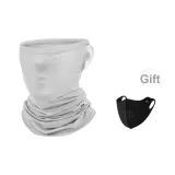 Светло-серый шарф + черная маска для лица