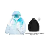 Синий Зеленый (С капюшоном, улучшенный, с флисовой подкладкой, куртка).