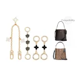 Черный Золотой Трехкомпонентный Комплект [Черная Камелия 15 см + Четырехлистный Клевер 4,5 см * 2 + Декоративная Цепь 40 см]