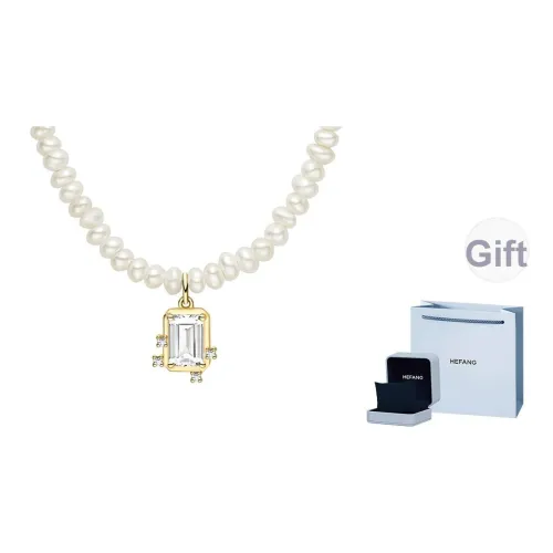 HEFANG Sweet Dream Sugar Cube 14K Золотое Ожерелье Белое Женское