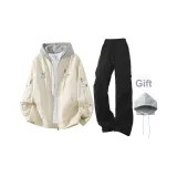 Бежевые + Черные штаны (с бесплатной серой шляпой)