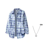 Синий, клетка (в комплекте с ожерельем)