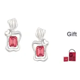 Серьги-кольца серебряного цвета + сумка для покупок