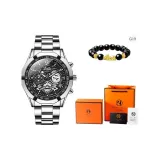 Серебристый Черный [Включает браслет с бусинами китайского благоприятного животного и коробку]