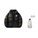 "2 пачки флисовой подкладки" Черный хлопковый пуховик "Белый логотип" + Белый Фотиния Серый Свитшот