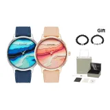 Синий кожа + Розовый кожа [Парные часы + Парный браслет с бусинами]