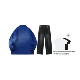 Комплект (Кляйн Синий Топ + Черно-Серые Штаны) (Включает Короткую Рубашку с Рукавами)