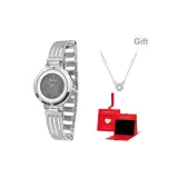 Серебряный ремешок, черный циферблат (в коробке "Восторг") + в комплекте с ожерельем