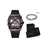 Красный круглый, черный ремешок [в комплекте с кубинским браслетом]