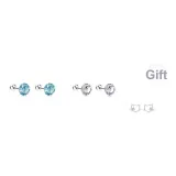 Морской синий + Белый [В комплекте с Серебряными Серьгами-гвоздиками с Котенком]