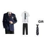 Темно-синий синий пальто + белая рубашка + черные брюки (бесплатный галстук)