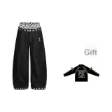 Черный леопардовый принт, трикотаж, комплекты одежды