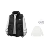 Черный жилет + белый свитшот с круглым вырезом