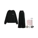 Чёрное пальто + чёрные штаны