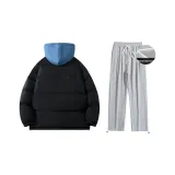 Флисовый комплект одежды (Черный и синий топ + серые штаны)