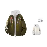 Армейский зеленый [утепленный, термический пуховик] (в комплекте с высококачественным белым, серым свитшотом с фотокемией)