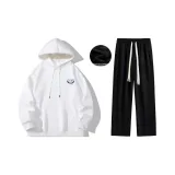 Комплект одежды: флисовая подкладка (белый свитшот + черные штаны)