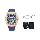 MN8112 Золото Синий [Модный Бренд Коробка + Кубинский Браслет]