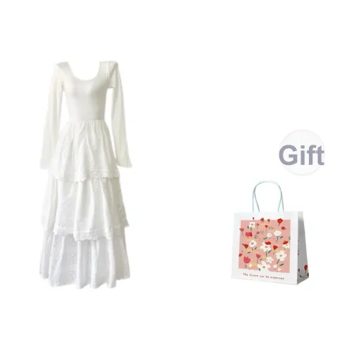 Mlpstudio Длинное платье с длинными рукавами цвет белый