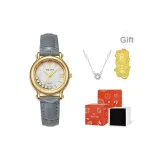 Серый ремешок с белым циферблатом, оригинальная коробка (в комплекте с ожерельем + наклейка для телефона из богатого золота 999 пробы)