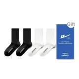 Чисто Черный + Чисто Белый [7A Антибактериальный 100% хлопок] Набор из 2 пар Комплект