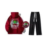 Комплект (Светящийся в темноте бордовый топ + черные джинсы)