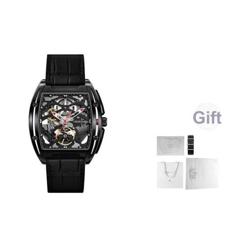 CIGA Design Z Collection Edge DMC Автоматический Механический Механизм Естественная Кожа Ремешок Часы Мужские Черный Циферблат