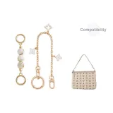 Бежевый, средний [набор из 3 штук], амбра, белый жемчуг, удлинительная цепь 13 см + декоративная цепь с четырехлистным клевером, медный, 40 см + застежка "Spring"