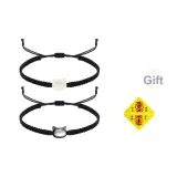 Черный и белый браслет с подвеской в виде кошки, шнурок, 1 пара (включает украшение в виде треугольника "Удача")