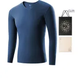 1-компонентный топ с V-образным вырезом (темно-синий сумеречный синий) из бархата, термо-проводящий, антибактериальный и бесшовный