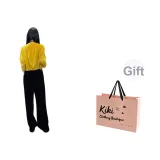 Желтый топ + черные штаны (в комплекте сумка для покупок)