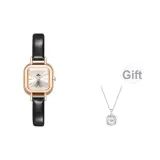 Розово-золотая - Черная кожа (С подарком "Бьющееся сердце" ожерелье)