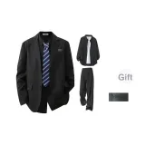 Черный топ + черные брюки (в комплекте с брошью)